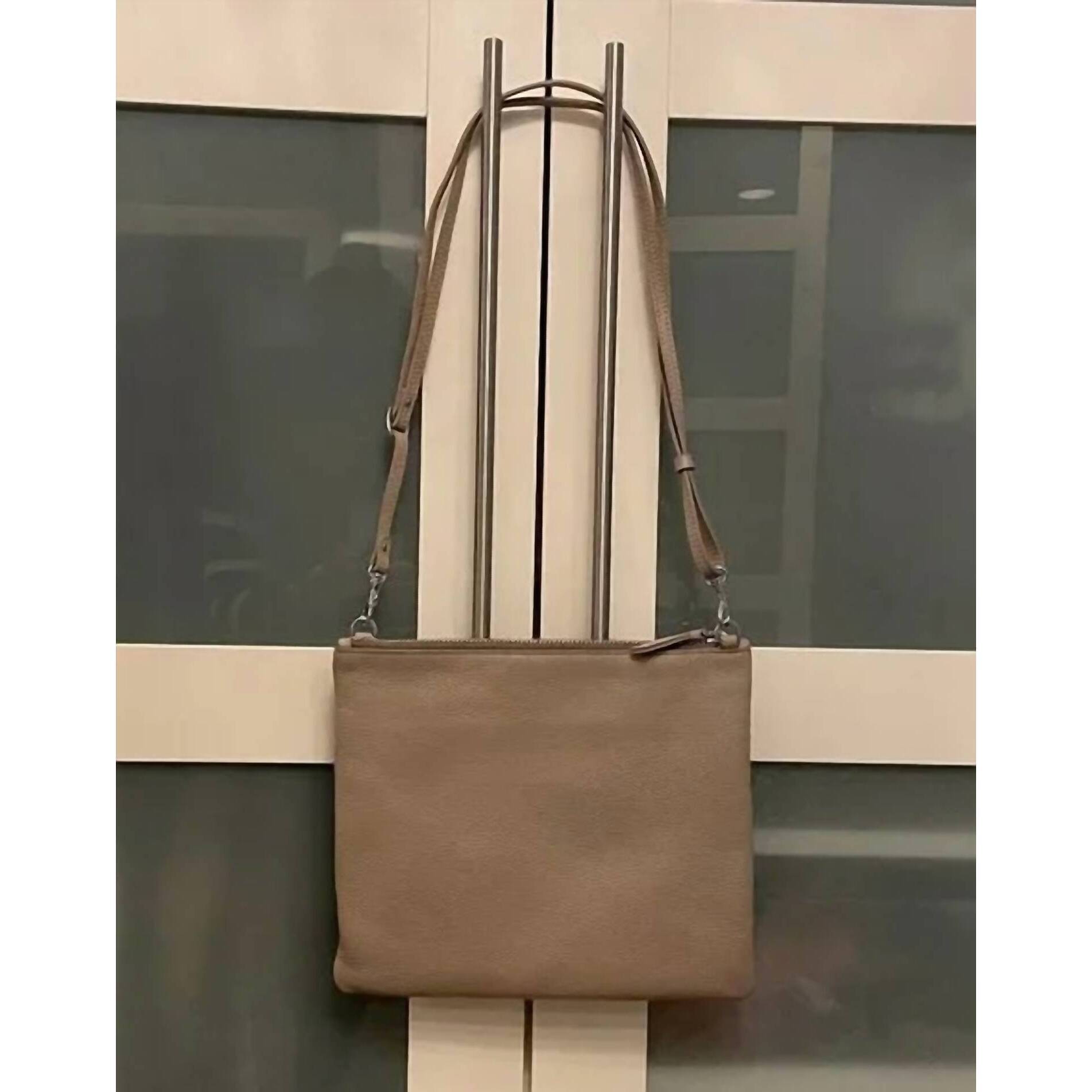 New Vash Jem Large Square Clutch In Taupe Bubble